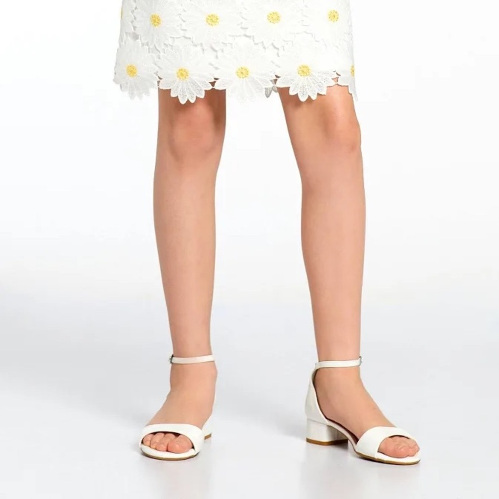 GB Girls' Patent Block Heel Dress Sandals White Size 3